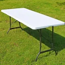 Faltbarer Gartentisch aus weißem Kunststoff 183x76cm