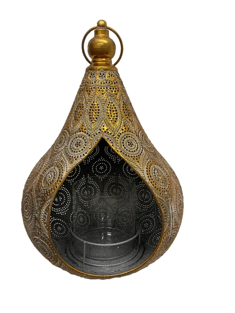 Laterne Oriental aus Metall in Gold
