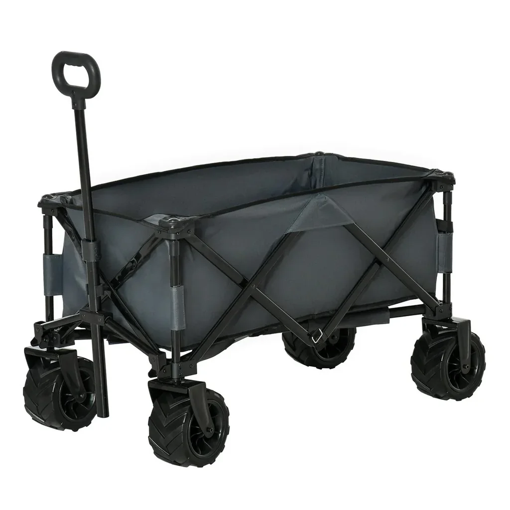 Bollerwagen Faltbarer Handwagen 360° Gartenwagen Transportwagen mit Teleskop Griff Verstellbarer Griffhöhe Strandwagen