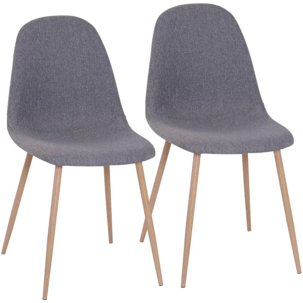 2er-Set Esszimmerstuhl Küchenstuhl mit Rückenlehne Polstersessel Metallbeine Grau 54 x 44,5 x 86 cm