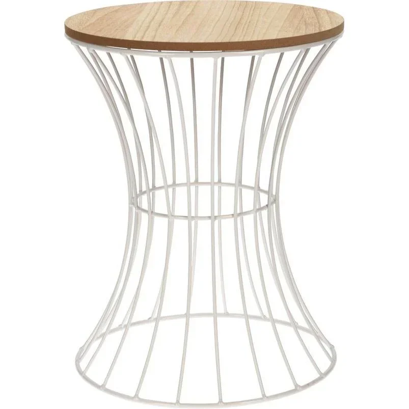 Beistelltisch rund - Sanduhrfigur - 30 x 40 cm - Metall/Holz