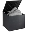 Aufbewahrungsbox - Kissen, Garten - Poly-Rattan - Schwarz - 75x75x70cm