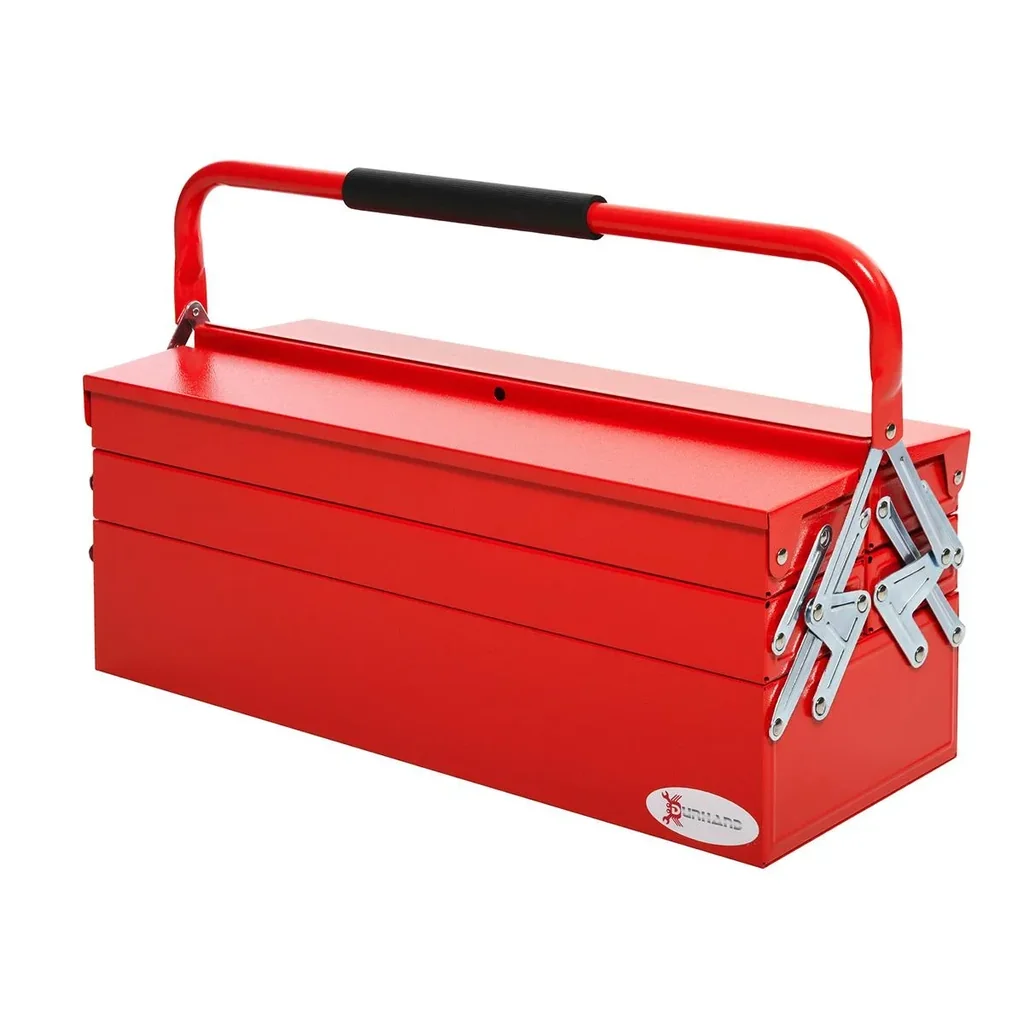 Werkzeugkasten Werkzeugkoffer Werkzeugkiste 5 Fächer aufklappbar Stahl (SPCC) Rot 57 x 21 x 41 cm