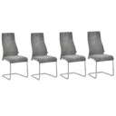 Esszimmerstühle 4er Set Küchenstuhl mit Rückenlehne Sitzfläche Velvet-Touch Stahl Grau 45 x 61 x 98 cm S-Förmige Essgrup