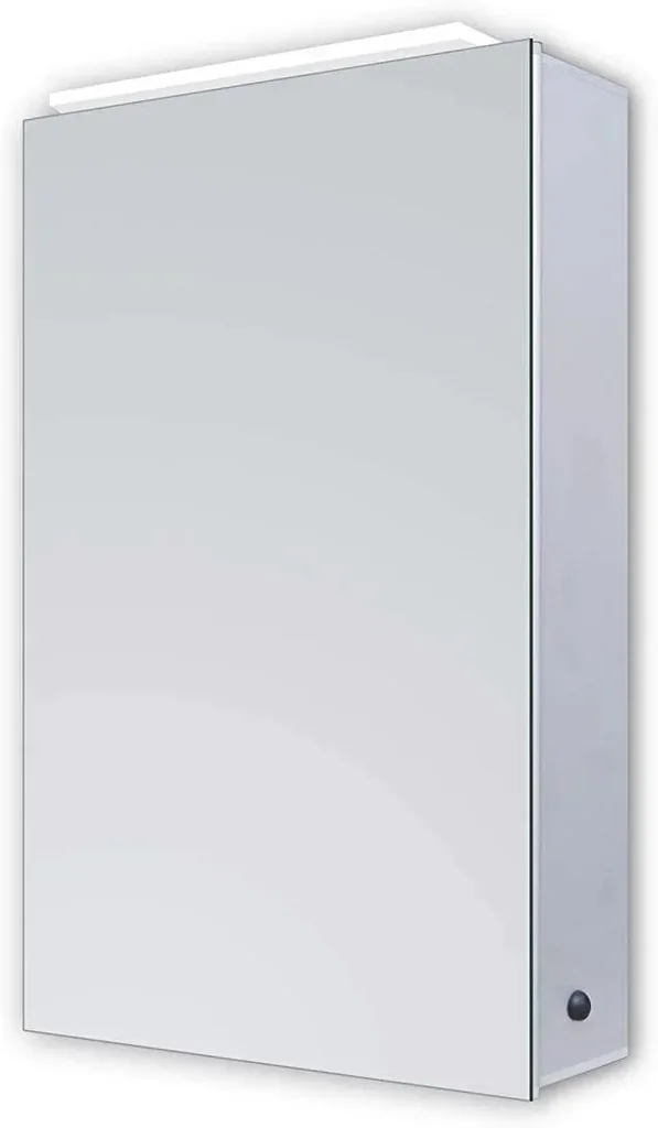Spiegelschrank Bad mit Beleuchtung, "Mirage" - 50 x 70 cm - Lichtfarbe neutralweiß - Aluminiumkorpus