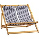 Gartenliege für 2 Personen, klappbar, bis zu 200 kg, Teak+Grau+Weiß, 108 x 105 x 85 cm