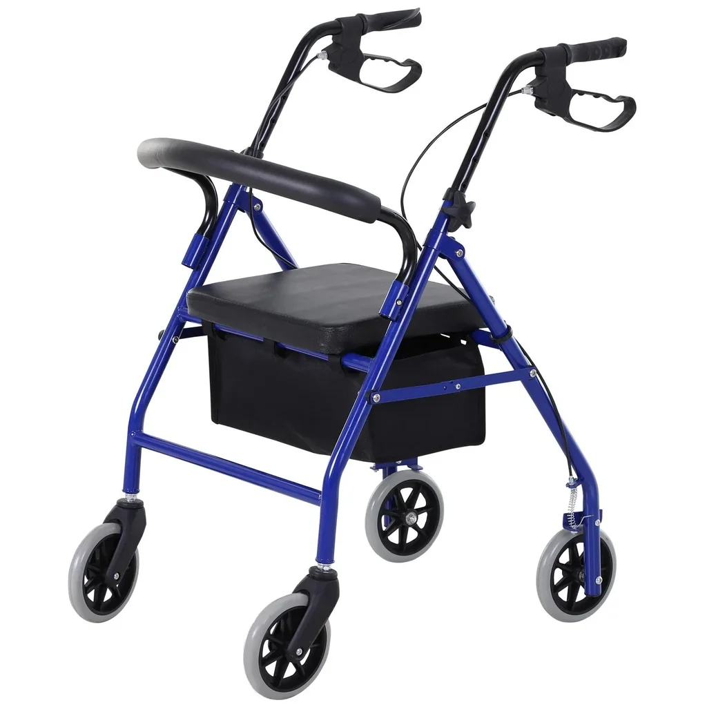 Rollator mit Stuhl und Tasche
