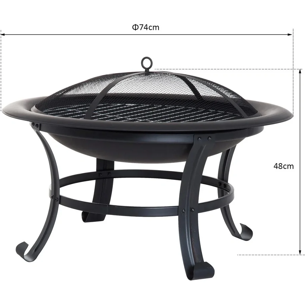 Feuerkorb mit Funkenschutz schwarz