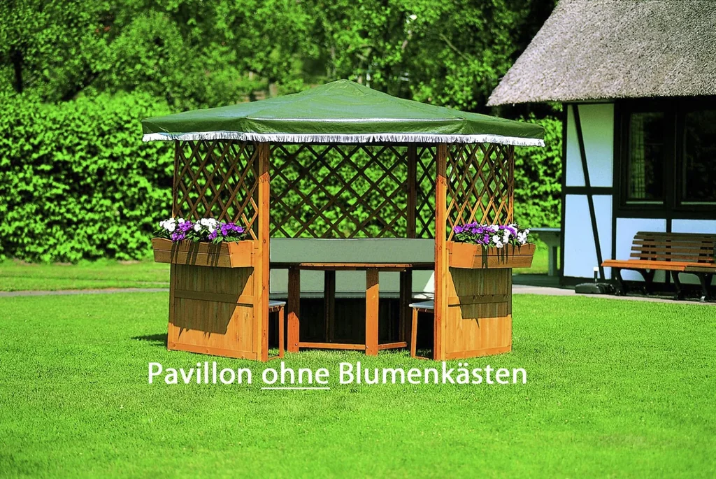 Pavillon Marburg mit Möbeln, Auflagen + Umhang