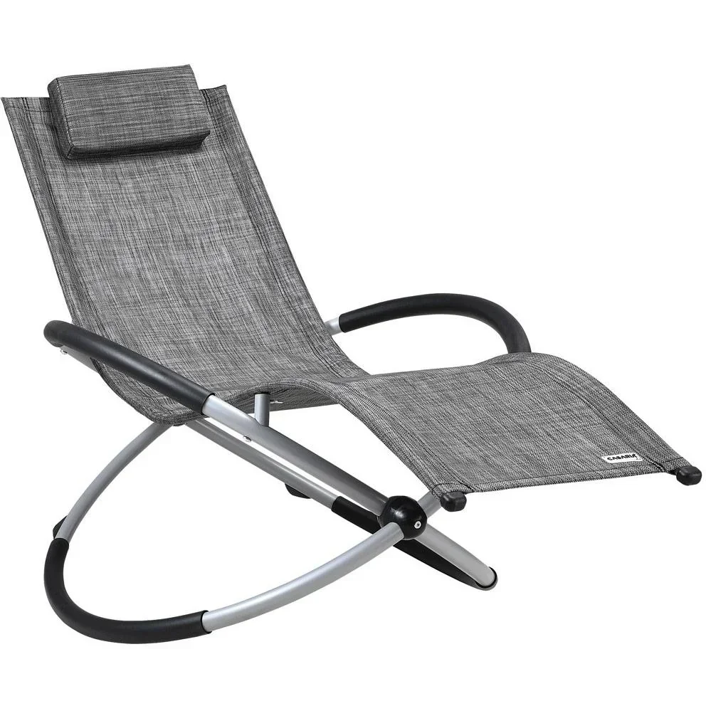 Klappbare Liege mit Schaukelfunktion - grau - 170x75x82 cm