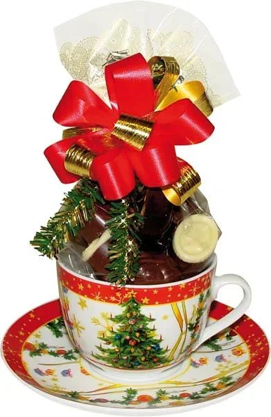 Weihnachtsgedeck, 3-teilig, gefüllt mit 100 g Pralinen