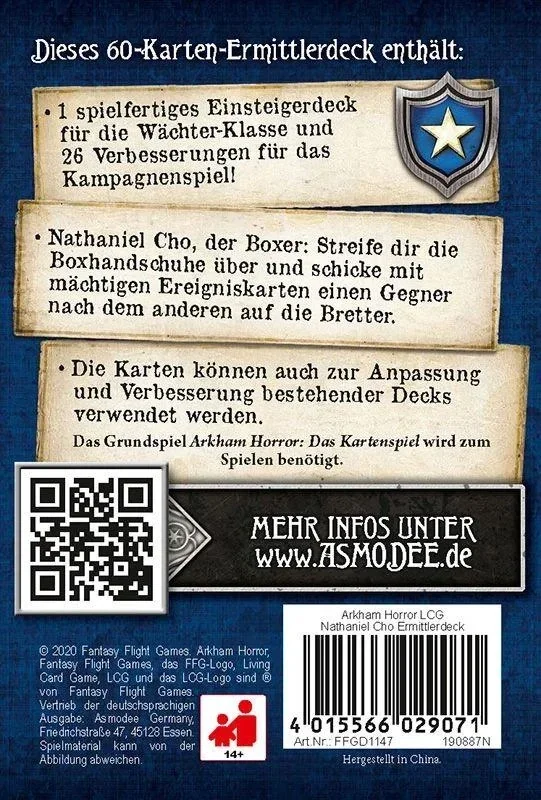 Arkham Horror Das Kartenspiel - Nathaniel Cho ( Ermittler Deck )