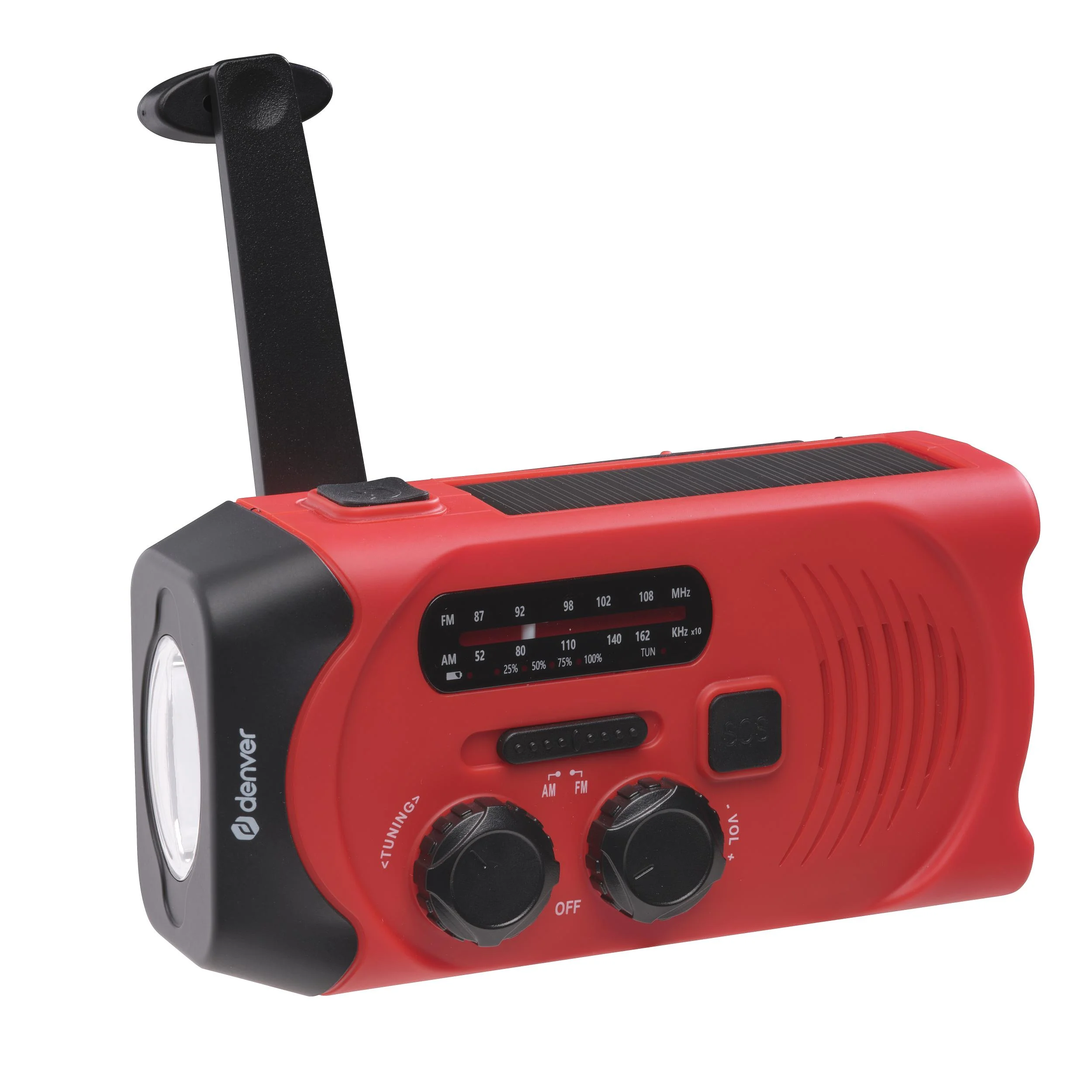 Tragbares Solar Kurbel Radio mit Taschenlicht, Akku- und Batteriebetrieb