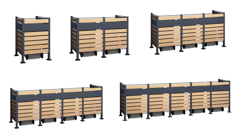 Mülltonnenverkleidung Planum 5er Box, 120 cm, holzoptik
