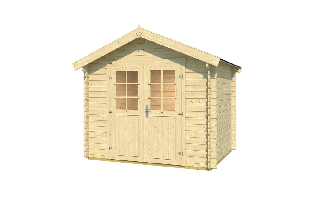 Gartenhaus 209 Gr.1.5, 288 x 234 x 254 cm Wandstärke 28 mm, mit Doppeltür natur