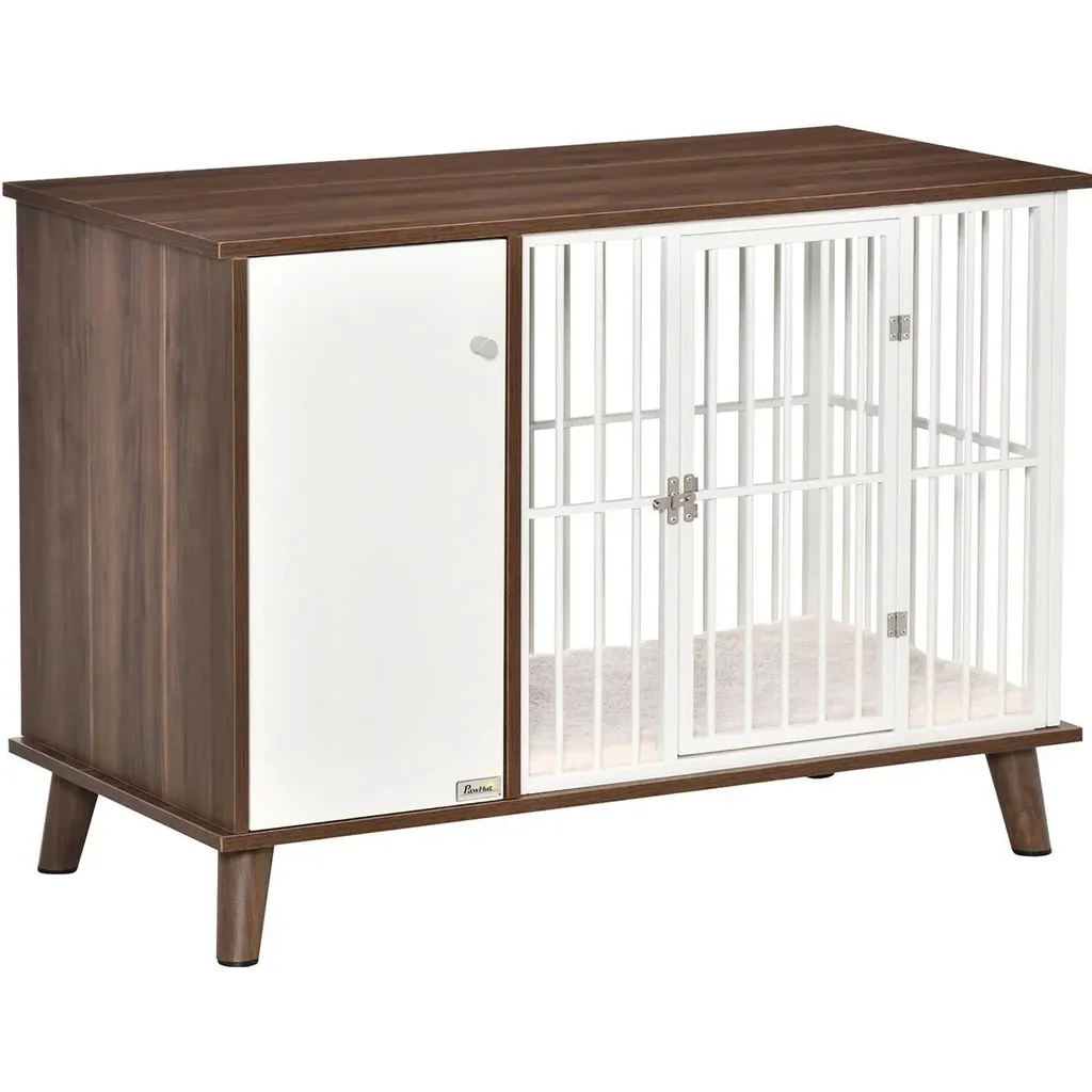 Hundekäfig aus Holz mit Schrank Kissen Tischoberfläche erhöhtes Design Hundebox für mittelgroße kleine Hunde innen Zuhau