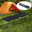 Feldbett Campingbett Liege Klappbett mit Tasche Schwarz