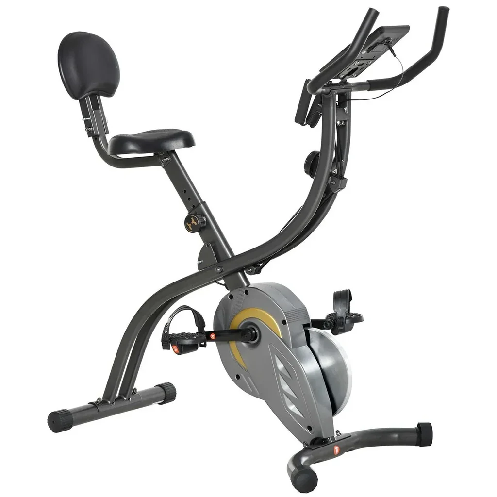 Heimtrainer, 2-in-1 Fahrradtrainer 6 kg Schwungrad, Trimmrad mit 16 stufig einstellbarem Magnetwiderstand und 1 Paar Spa