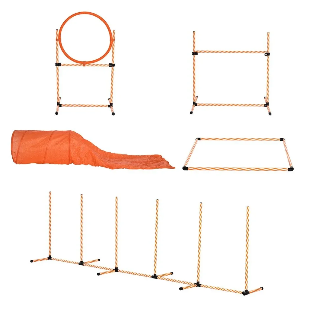 Hunde Agility Set Hundetrainigsset mit Hundetunnel Training für Haustiere Inklusive Tasche Leicht zu tragen Kunststoff P
