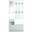 Garderoben Set 2 tlg Schuhschrank Spiegel 3 in 1 Weiß