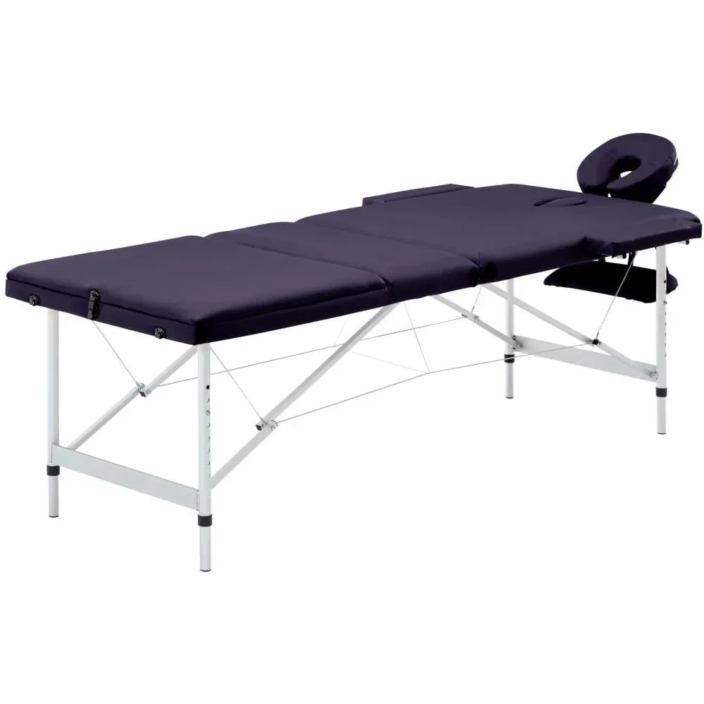 Klappbarer Massagetisch 3 Zonen Aluminium Wein lila