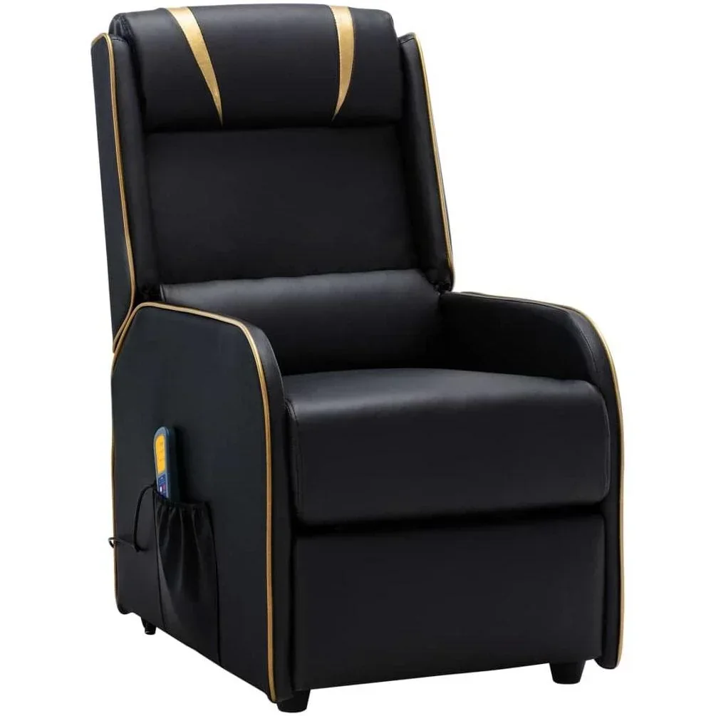Massagesessel verstellbar Kunstleder schwarz und gold
