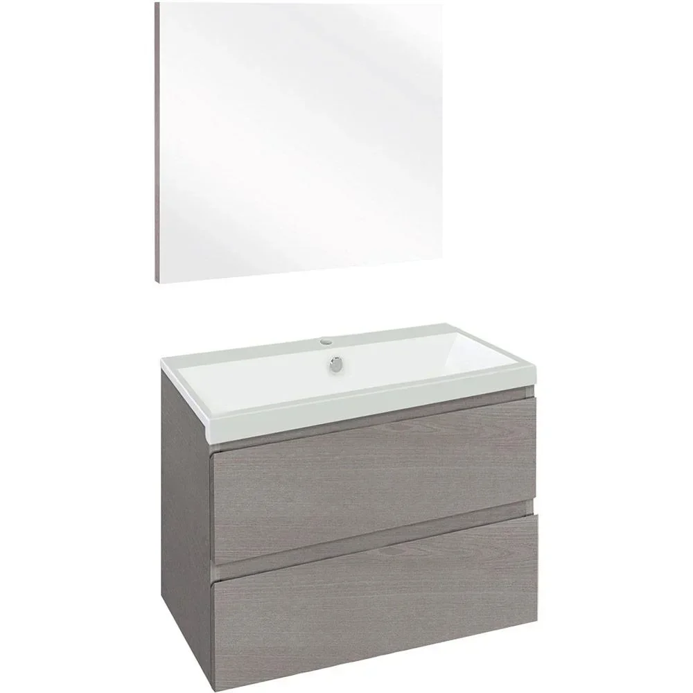 Concept Badezimmermöbel met spiegel 60cm - gris/Weiss