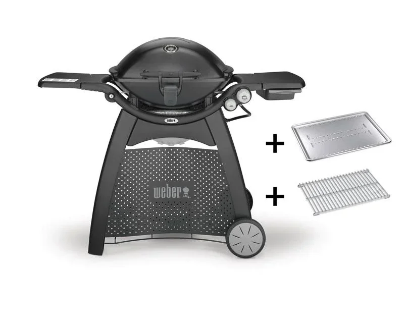 Gasgrill Q 3200 Station, Black, mit Hitzeschild und Bratenrost