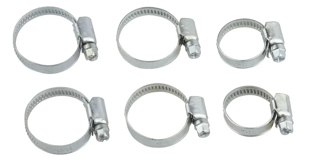 Schlauchklemmen-Set 6-teilig, 9 mm Bandbreite, verzinkt