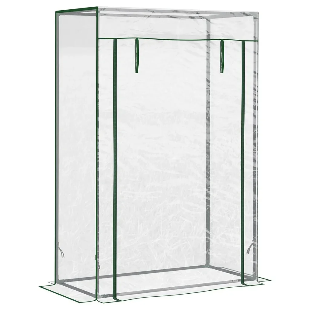 Gewächshaus Frühbeet Tomatengewächshaus mit Rolltor Stahl PE transparent 100 x 50 x 149 cm