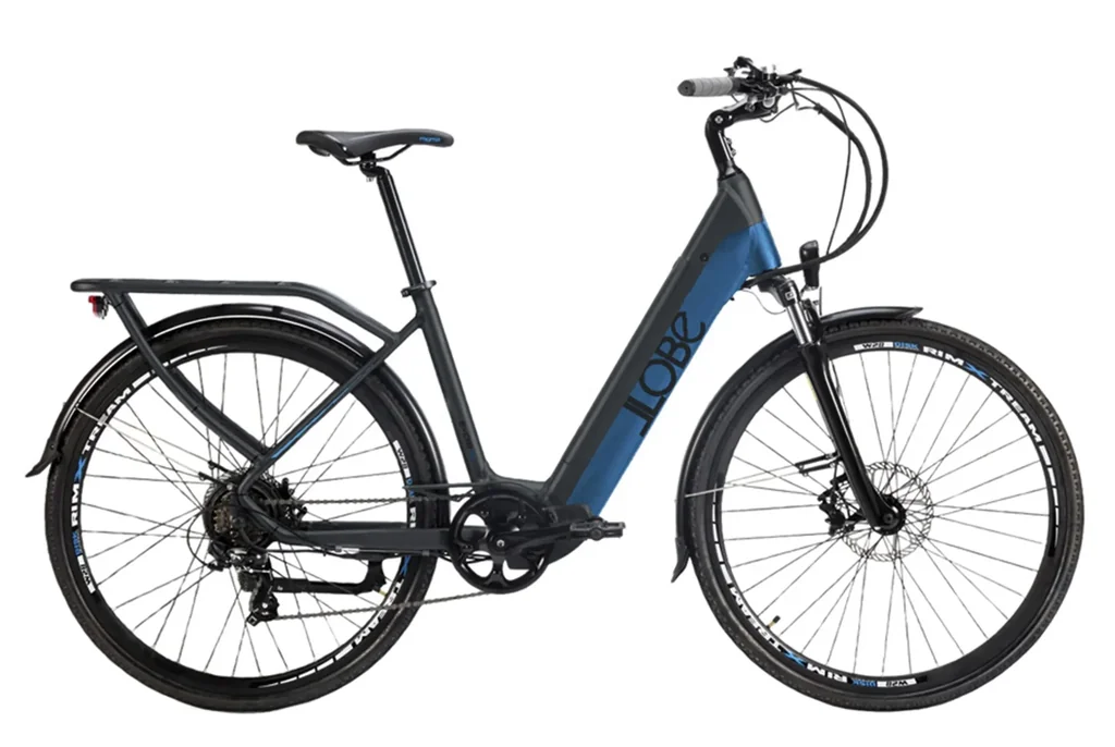 Damen E-Bike, Trekking, 28 Zoll, Rahmenhöhe 51 cm, 7- Gang Kettenschaltung, mattgrau-blau, Yukon Lady 13,2Ah