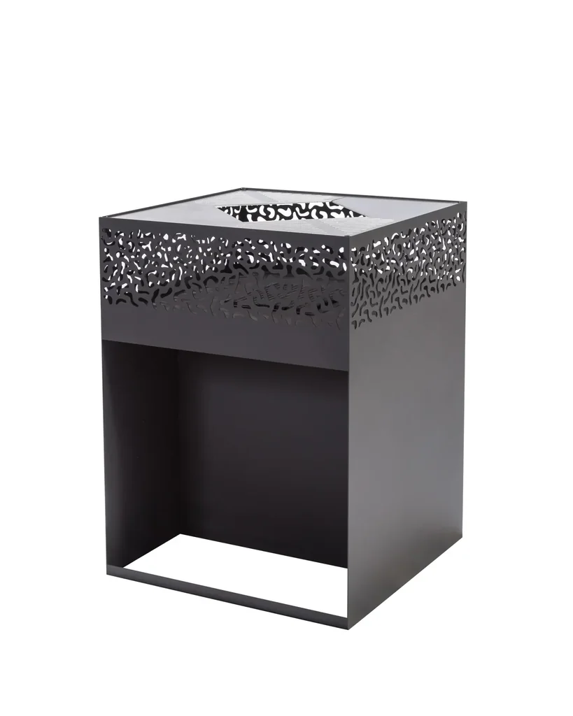 Grill CUBE 1000 schwarz mit Grillrost Ø38, Schwenkarm und Metallabdeckung