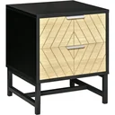Nachttisch Nachtkommode mit 2 Schubladen Beistelltisch Nachtschrank Sofatisch Schwarz+Natur 40 x 36 x 48,5 cm