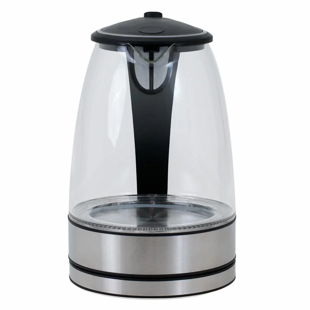 Wasserkocher schwarz/silbern Glas/Edelstahl 1,7L