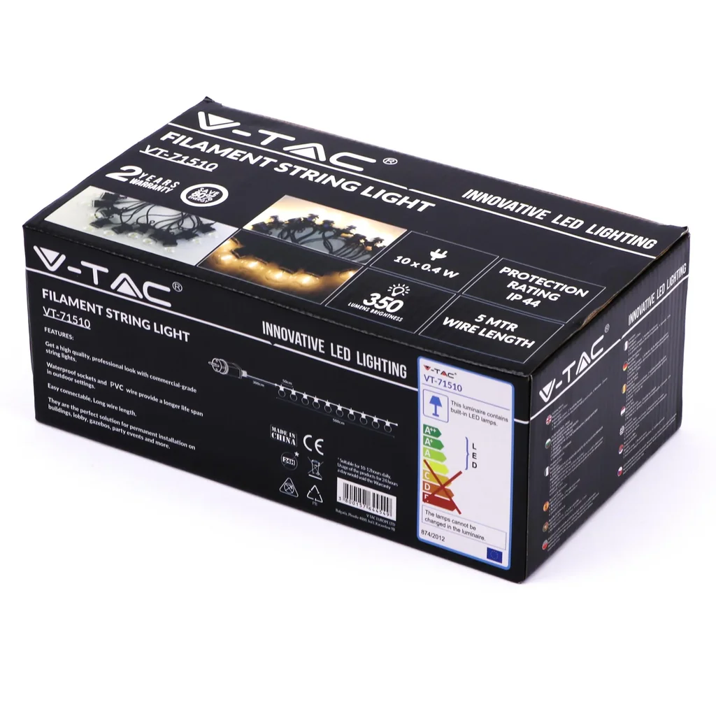 VT-71510 LED Prikkabel 5 Meter mit Stecker, 10x 0,6 W LED-Leuchten