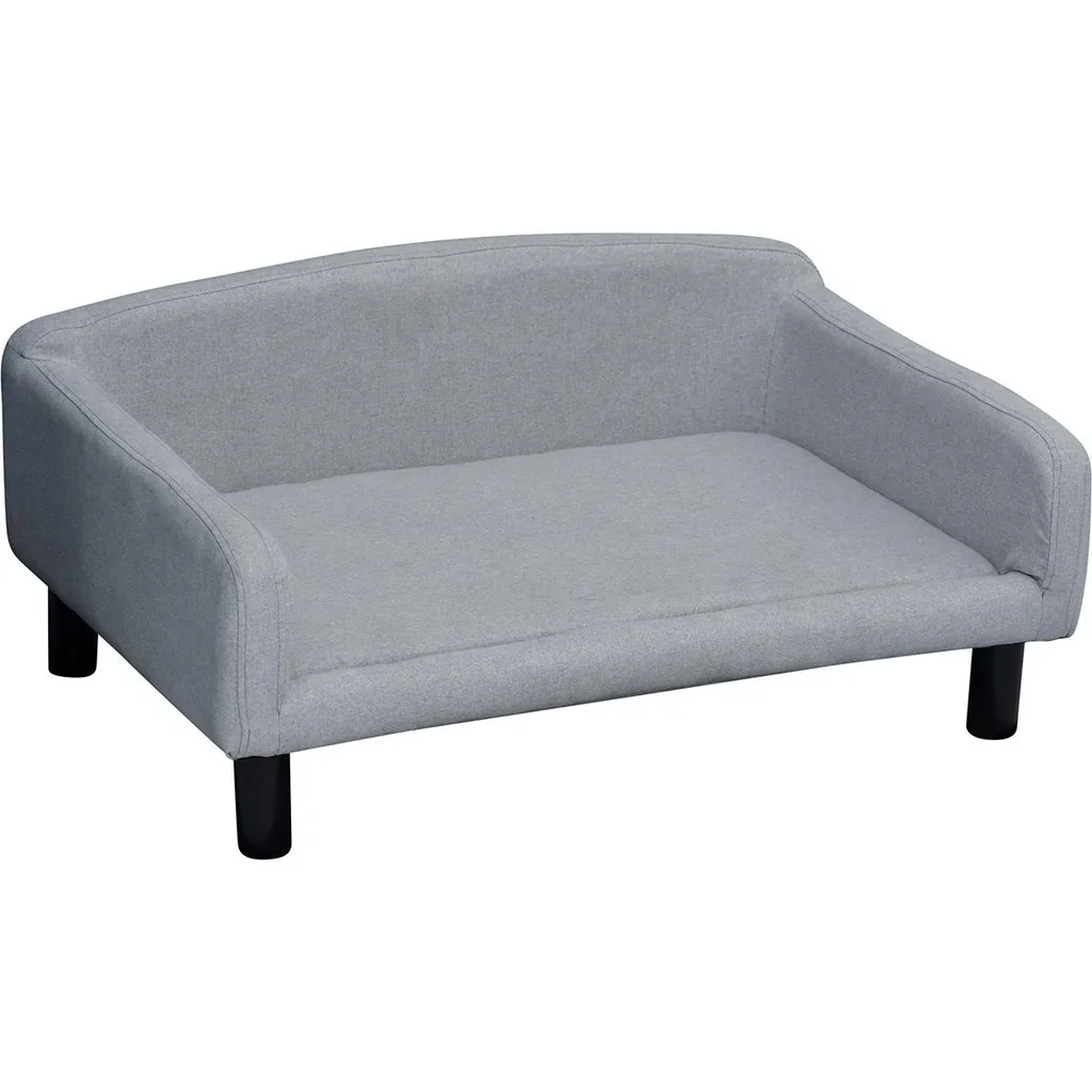 Pawhut Hundesofa mit kuschligem Stoffbezug hellgrau