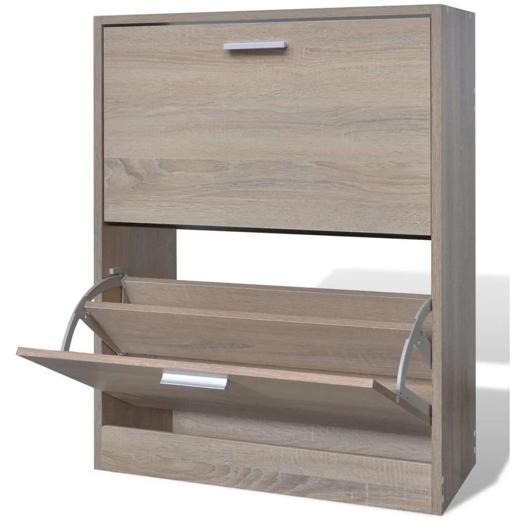 Schuhschrank mit 2 Fachböden Eichenholzoptik