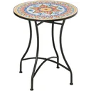 Garten Mosaik Runder Bistrotisch Keramik Metall Rot+Blau+Weiß Ø60 cm
