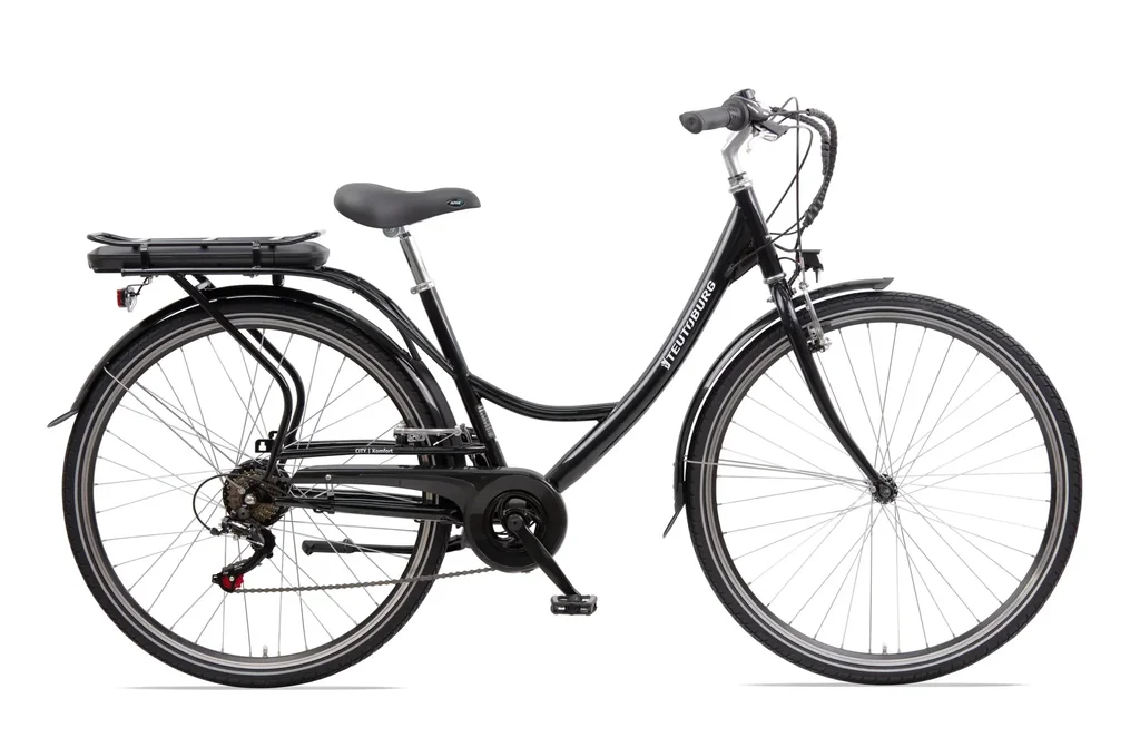 Unisex City E-Bike 28 Zoll, Rahmenhöhe 49 cm, 7-Gang Kettenschaltung, schwarz, Teutoburg Senne, Wave XXL