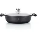Herenthal Breite Kasserolle / Schmorpfanne - Marmorbeschichtung - mit Glasdeckel - 32cm