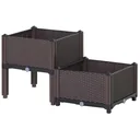 2-teiliges Hochbeet in Rattan-Optik