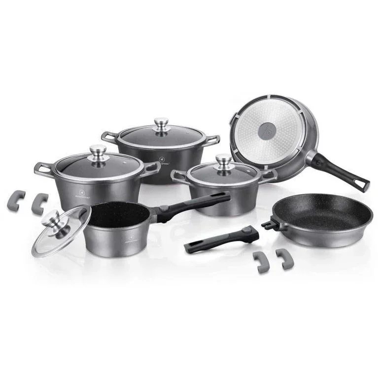 Herenthal 14-teilige Bratpfanne - Marmorbeschichtung - Silber