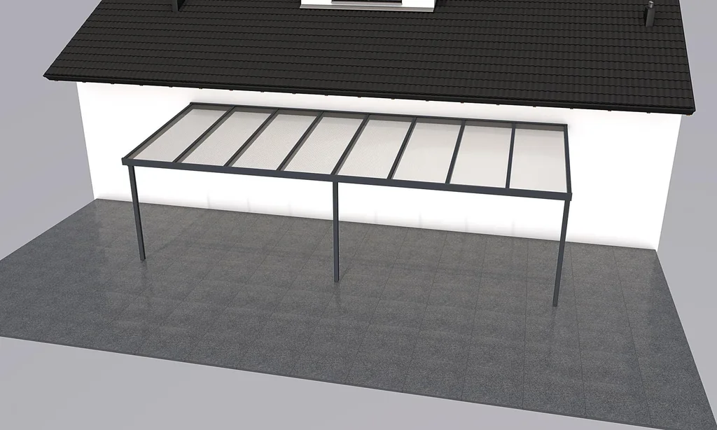 Terrassendach Premium, anthrazit, 8125 x 3060 mm - Acryl Stegplatten 16mm, klar