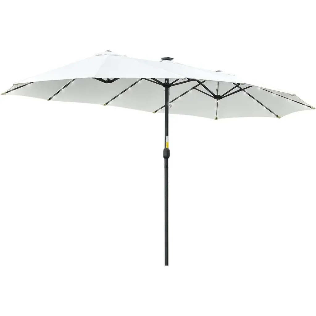 Sonnenschirm mit LED - Weiß - 4,5 Meter Fläche