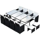 13 tlg, Gartengarnitur Gartenmöbel Rattan Schwarz