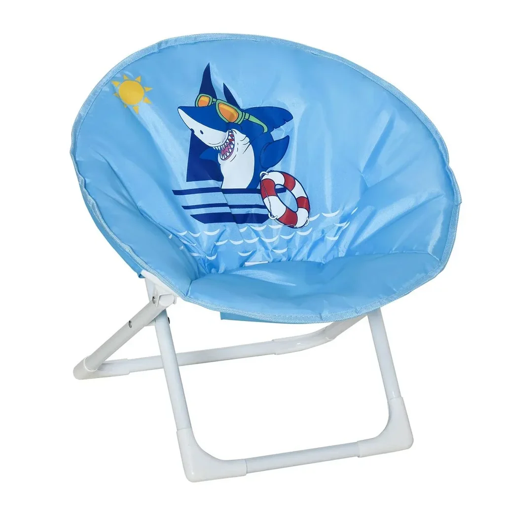 Campingstuhl faltbar Kinder Klappstuhl Mondstuhl drinnen und draußen für 3 bis 5 Jahre Kinder stahlblau Ø50 x 49H cm