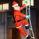 Weihnachtsmann auf Leiter 90cm mit Beleuchtung