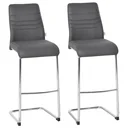 2er-Set Barhocker Bistrostuhl Küchenhocker Metallhocker mit Rückenlehne Grau Kunstleder Stahl Schaumstoff 40x51x110 cm B