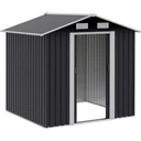 Gerätehaus mit 2 Schiebetüren Metall Gartenhaus 2,6 m² Geräteschuppen verzinkter Stahl Dunkelgrau 195,5 x 153 x 188 cm