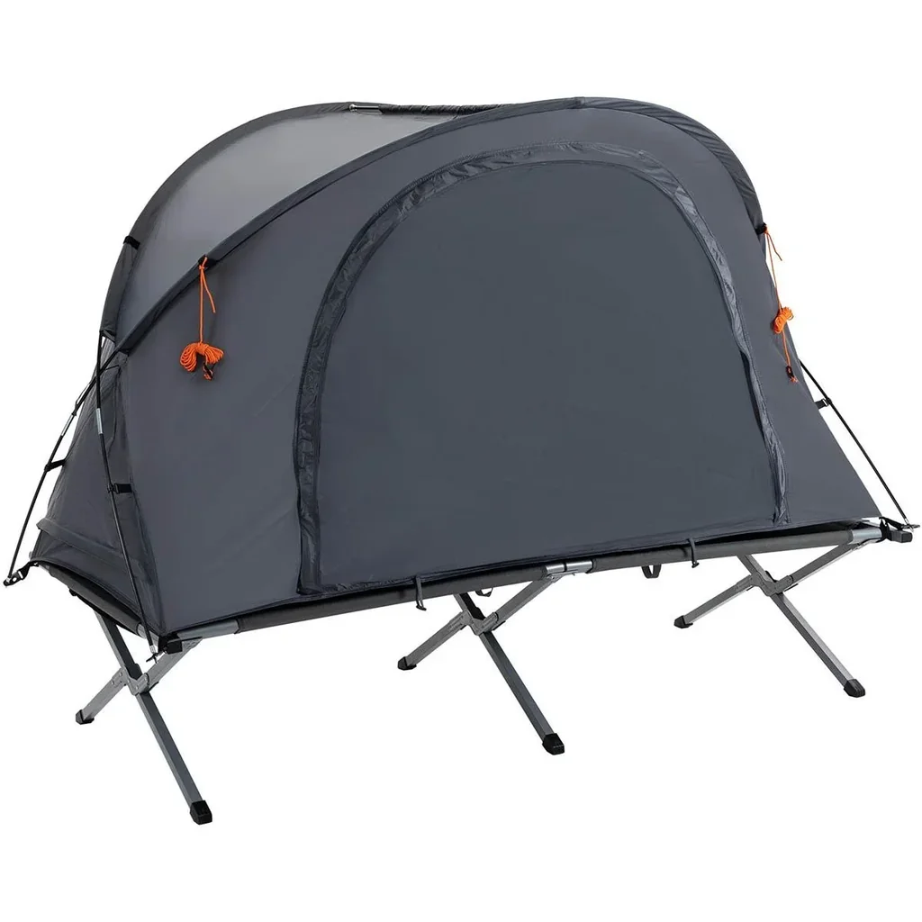 Campingzelt 1 Personen - inkl. Bett und Matratze - Grau - 200 x 86 x 147 cm